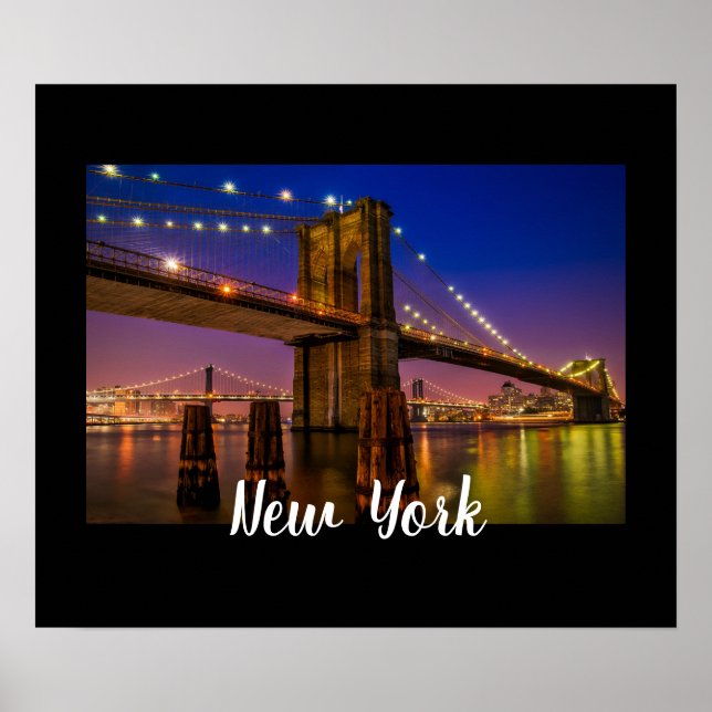 Brooklyn Bridge Scenic Night View Poster (Front)
