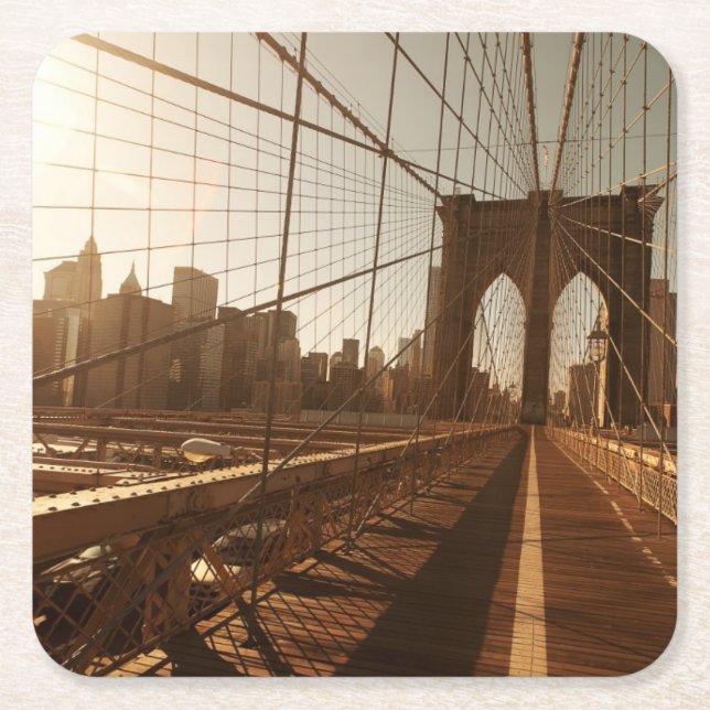 Brooklyn Bridge. Square Paper Coaster (Front)