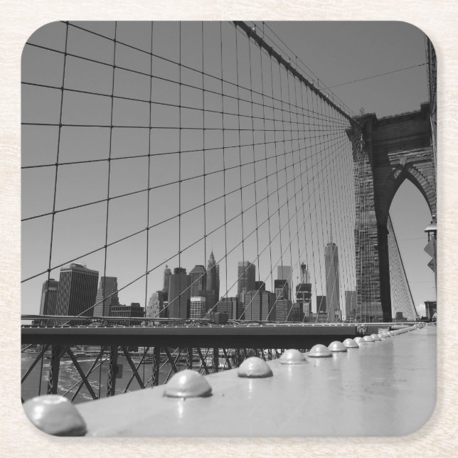 Brooklyn bridge square paper coaster (Front)
