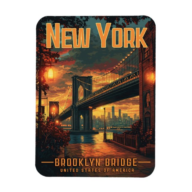 Brooklyn Bridge Sunrise - A Stunning Travel  Magnet (Vertical)