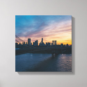 Brooklyn Bridge Sunset Canvas Wall Art - New York 