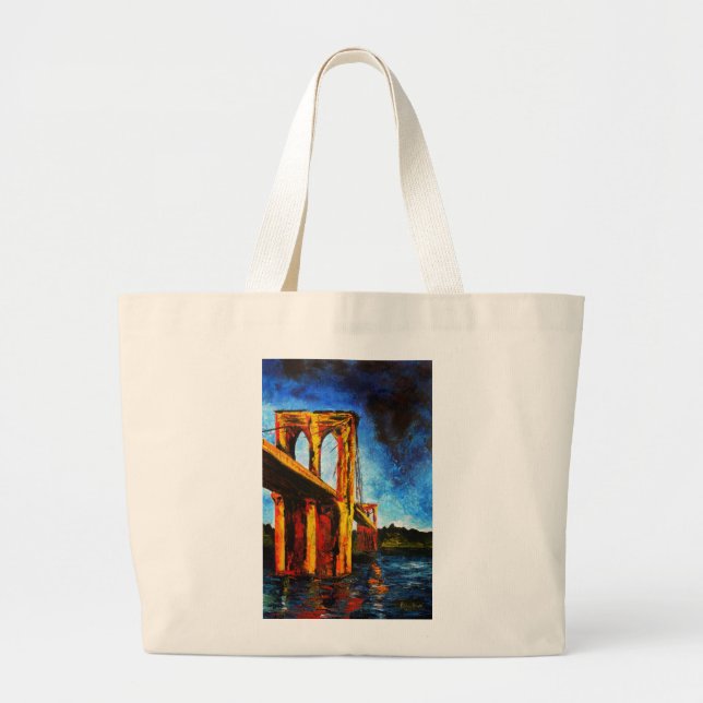 Brooklyn Bridge to Utopia 2009 Large Tote Bag (Front)