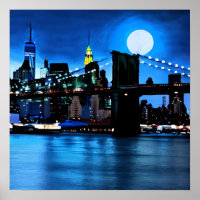 Brooklyn Bridge Under a Full Moon