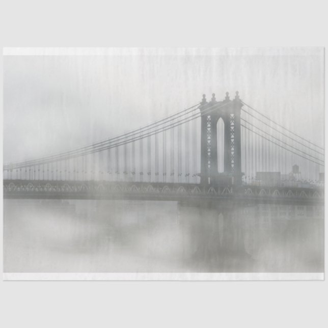 Brooklyn bridge under fog New York Tissue Paper (Front)