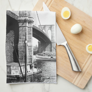 Brooklyn Bridge waterfront Tea Towel