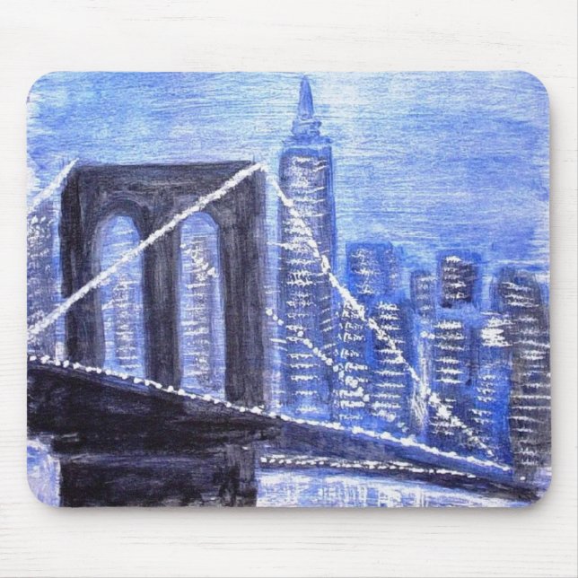 Brooklyn Bridge Winter Night Mouse Pad (Front)