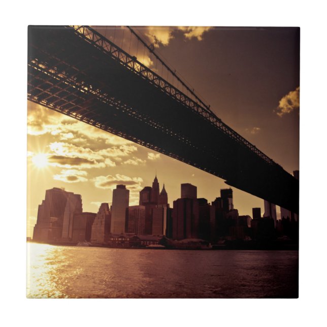 Brooklyn Bridge With New York City Skyscrapers Tile (Front)