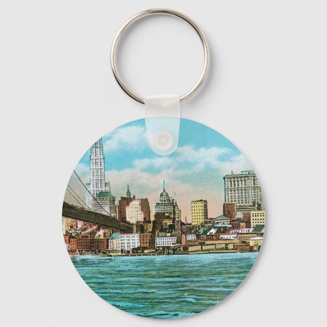 Brooklyn Bridge, Woolworth and Municipal... Key Ring (Front)