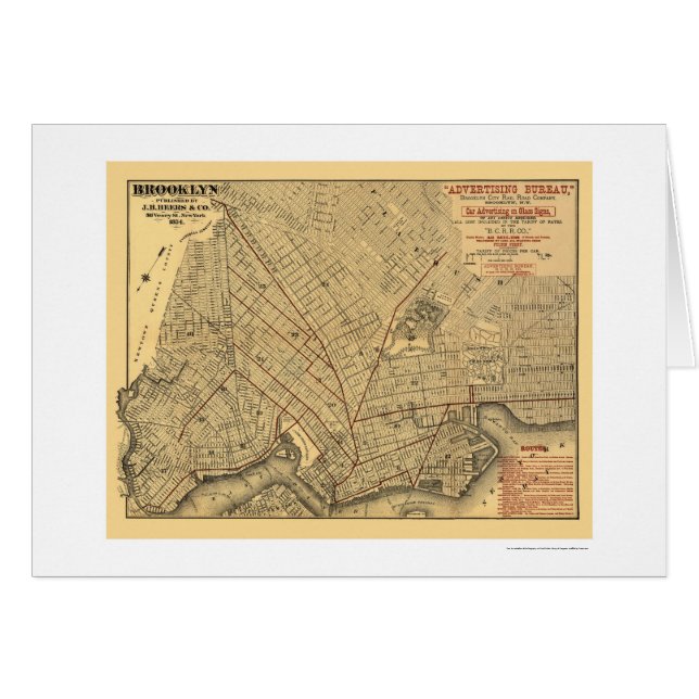 Brooklyn City Railroad Map 1874 (Front Horizontal)