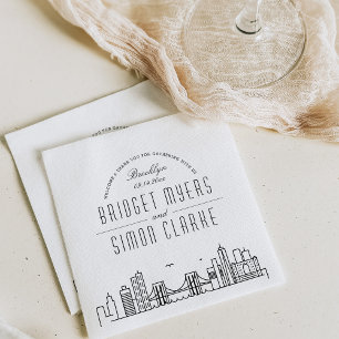 Brooklyn Deco Skyline Wedding Event Napkins