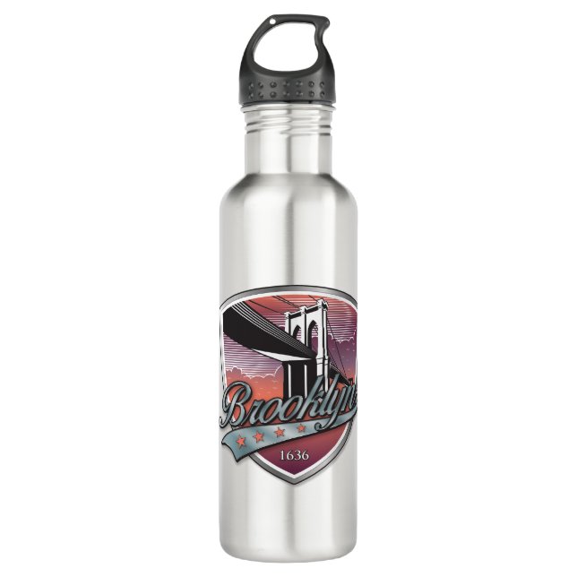 Brooklyn Design Silver Metallic 710 Ml Water Bottle (Front)