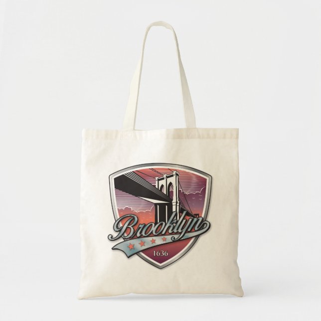 Brooklyn Design Silver Tote Bag (Front)