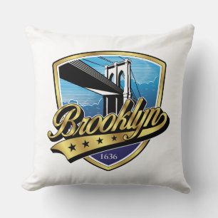 Brooklyn Elegant Gold Swoosh Logo Design Cushion