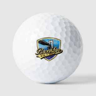 Brooklyn Gold Swoosh Logo Design Golf Balls
