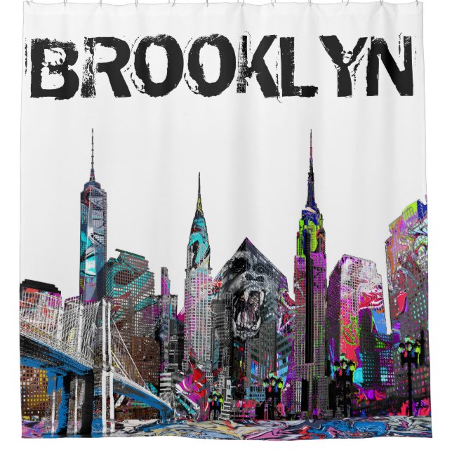 Brooklyn Graffiti Shower Curtain (Front)