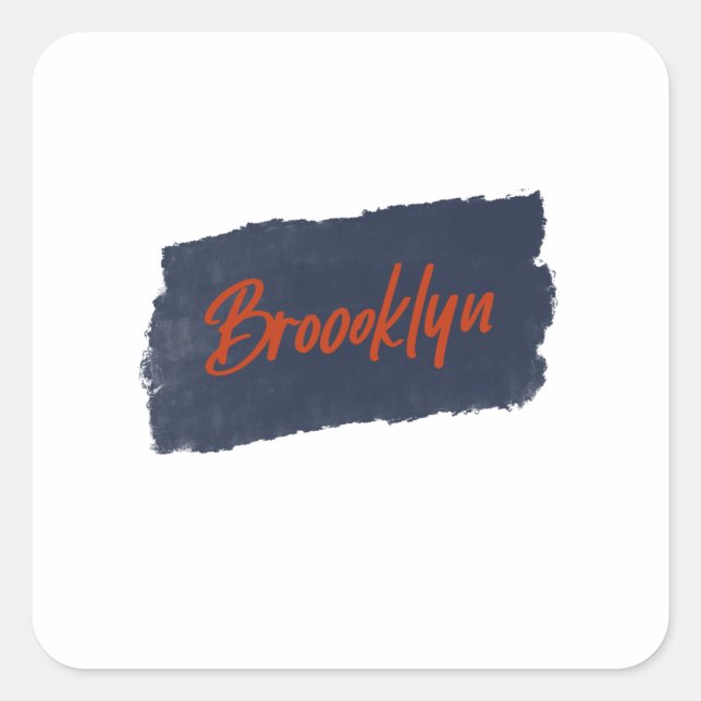 Brooklyn Handwritten Red Typography   Square Sticker (Front)