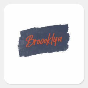 Brooklyn Handwritten Red Typography Square Sticker