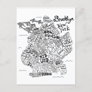 Brooklyn Illustrated Map Postcard
