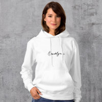 Brooklyn Logo White Hoodie Simple and Stylish