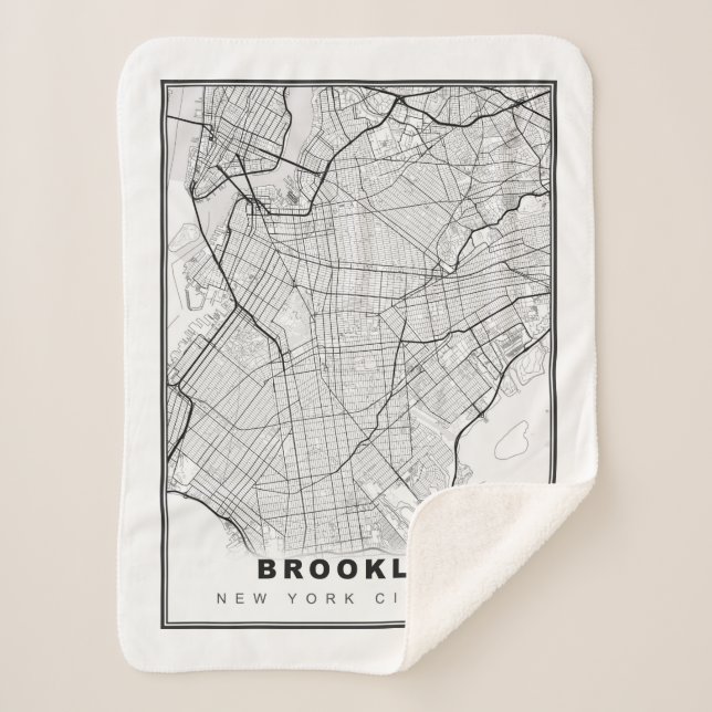 Brooklyn Map Sherpa Blanket (Front)