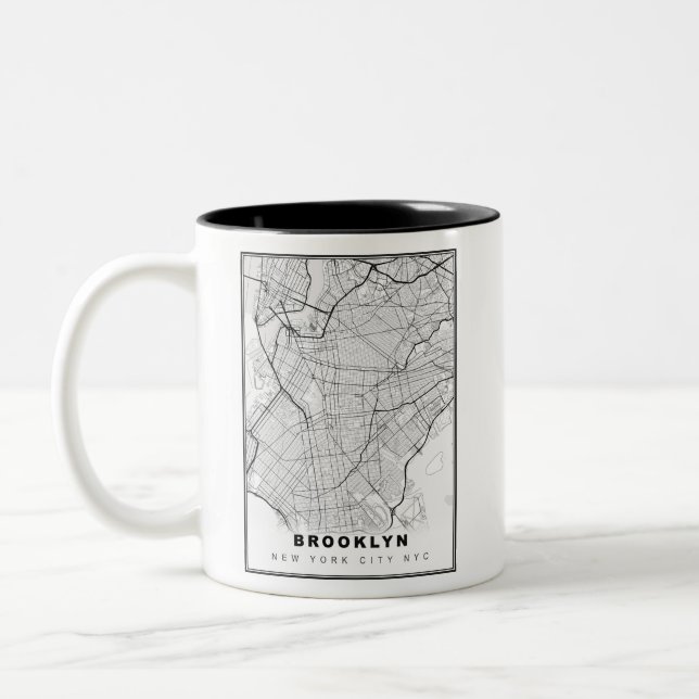 Brooklyn Map Two-Tone Coffee Mug (Left)