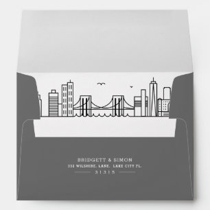 Brooklyn Modern Deco Skyline Reveal Envelope