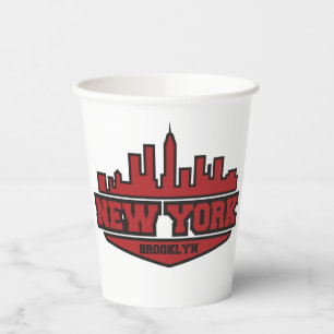 Brooklyn New York Block Style Script Paper Cups