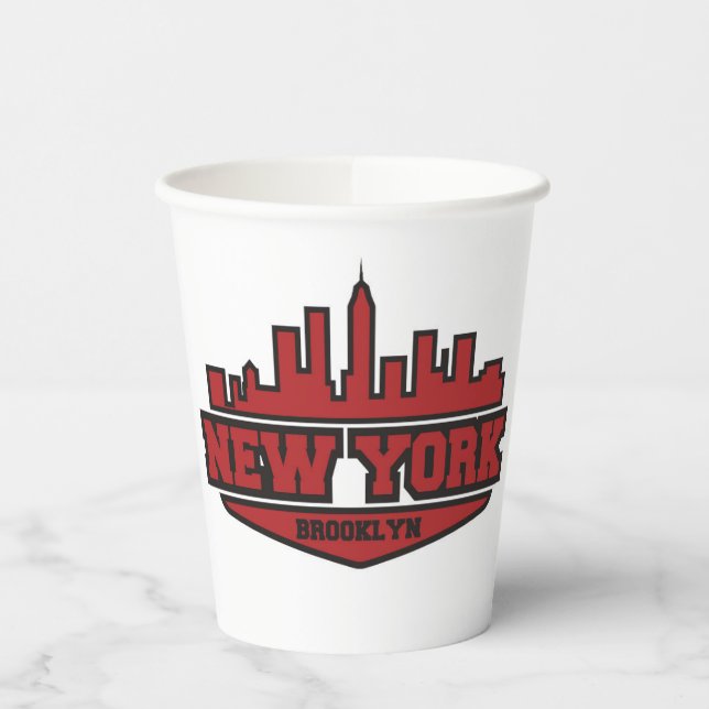 Brooklyn New York | Block Style Script Paper Cups (Left)