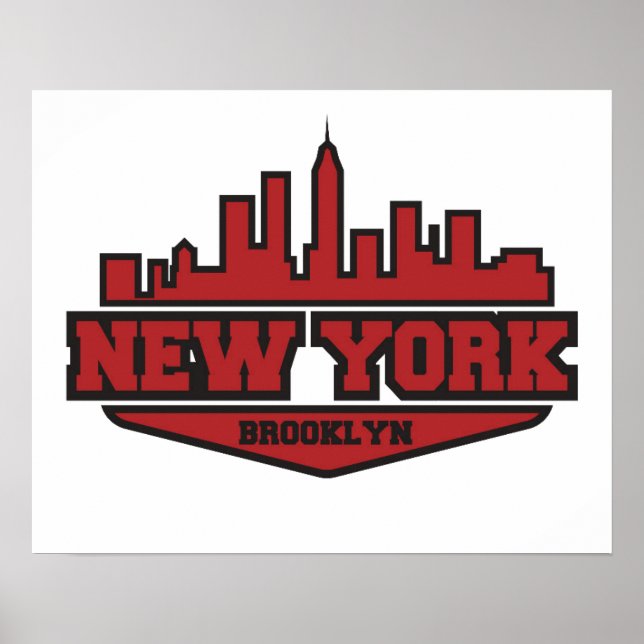 Brooklyn New York | Block Style Script Poster (Front)