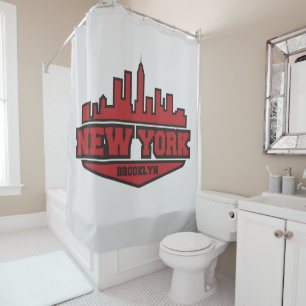 Brooklyn New York   Block Style Script Shower Curtain