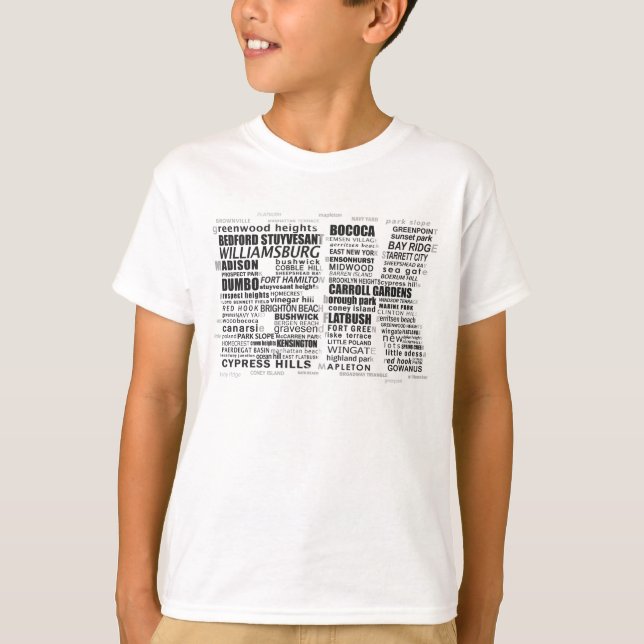 Brooklyn New York City, BK Word Art T-Shirt (Front)