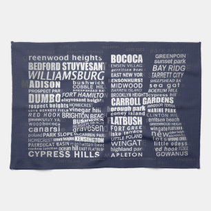 Brooklyn New York City BK Word Art Tea Towel