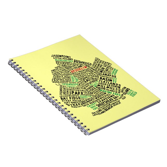Brooklyn New York City Word Art Map Spiral Notebook (Right Side)