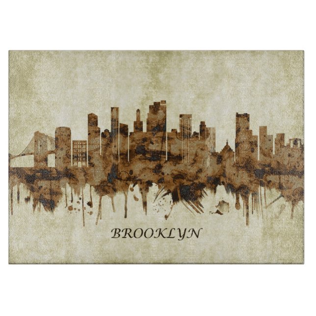 Brooklyn New York Cityscape Cutting Board (Front)
