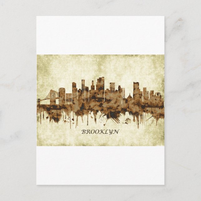 Brooklyn New York Cityscape Holiday Postcard (Front)