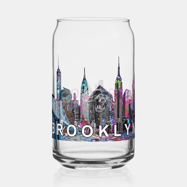 Brooklyn New York Graffiti  Can Glass (Front)
