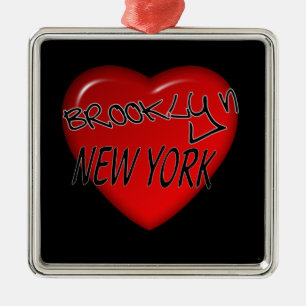 Brooklyn New York Heart Logo Metal Tree Decoration