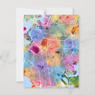 Brooklyn New York Map Postcard
