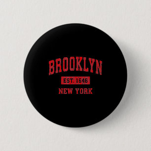 Brooklyn New York Ny Vintage Srts Design Red Des  6 Cm Round Badge