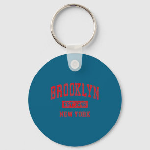 Brooklyn New York Ny Vintage Srts Design Red Des  Key Ring