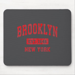 Brooklyn New York Ny Vintage Srts Design Red Des  Mouse Pad