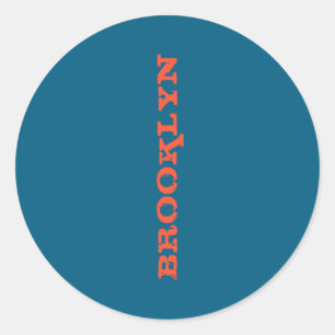 Brooklyn New York Nyc Navy Blue Orange Mens Basic  Classic Round Sticker