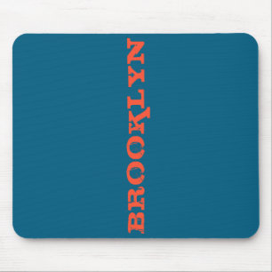 Brooklyn New York Nyc Navy Blue Orange Mens Basic  Mouse Pad