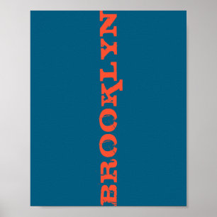 Brooklyn New York Nyc Navy Blue Orange Mens Basic Poster