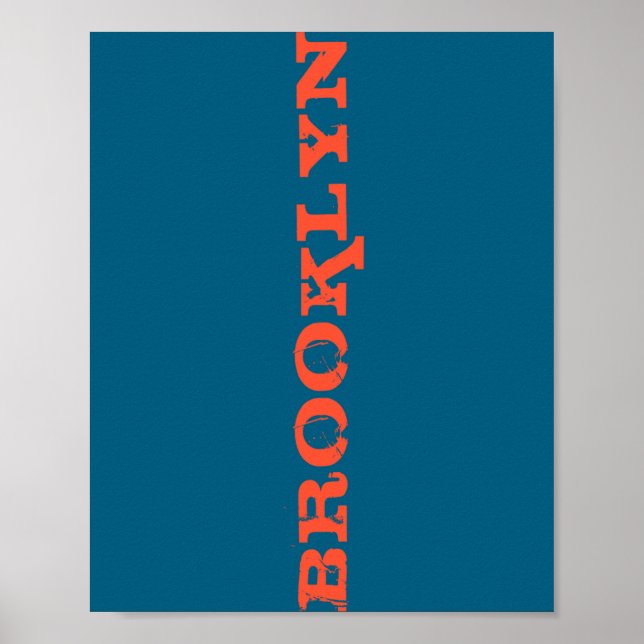 Brooklyn New York Nyc Navy Blue Orange Mens Basic  Poster (Front)