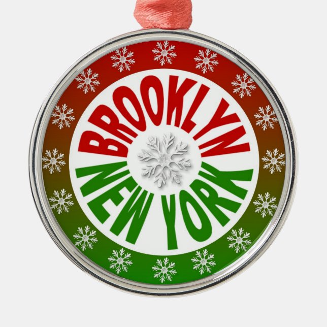Brooklyn New York red green ornament (Front)