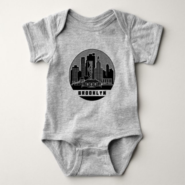 Brooklyn New York Skyline Baby Bodysuit (Front)