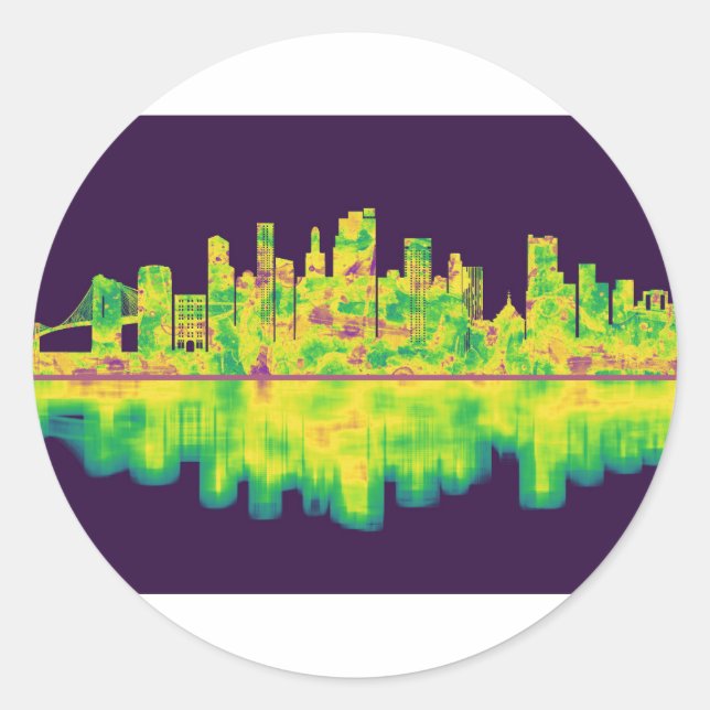 Brooklyn New York Skyline Classic Round Sticker (Front)