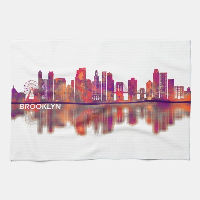 Brooklyn New York Skyline Tea Towel (Horizontal)