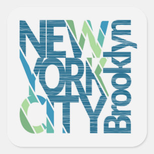 Brooklyn New York Typography Square Sticker